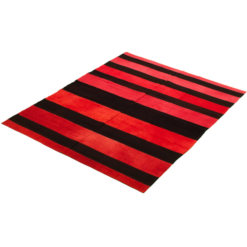 Tapis rouge / noir en laine fait à la main Aeris