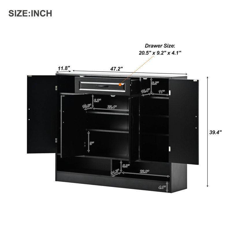 Sleek and Modern Shoe Cabinet with Adjustable Shelves, Minimalist Shoe Storage Organizer with Sturdy Top Surface, Space-saving Design Side Board for Various Sizes of Items