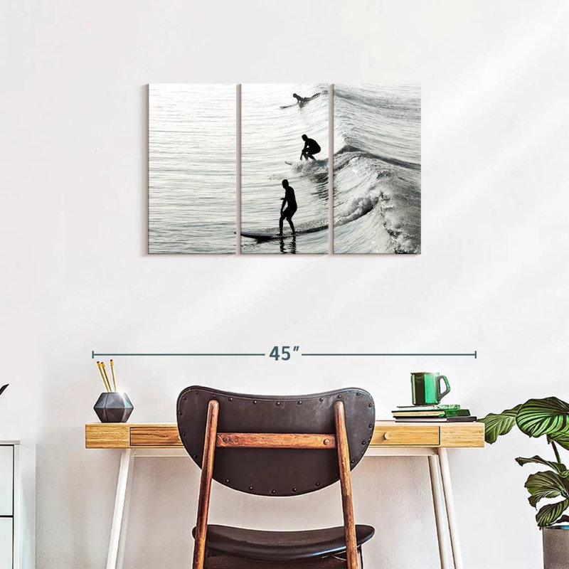 Surfing Stances Wall Art, reproduction d'art sur toile, H 20 po x l 33 po x P 1,25 po