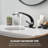 Modern Single Handle Single Hole Bathroom Sink Faucet in Matte Black, Lead-Free Solid Brass With Drain Assembly-51052236-92417763