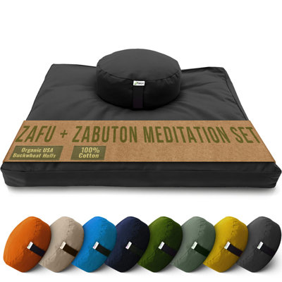 Ensemble de coussins et de tapis de méditation - Coussin de méditation Zafu en sarrasin biologique avec coussin de sol en zabuton naturel