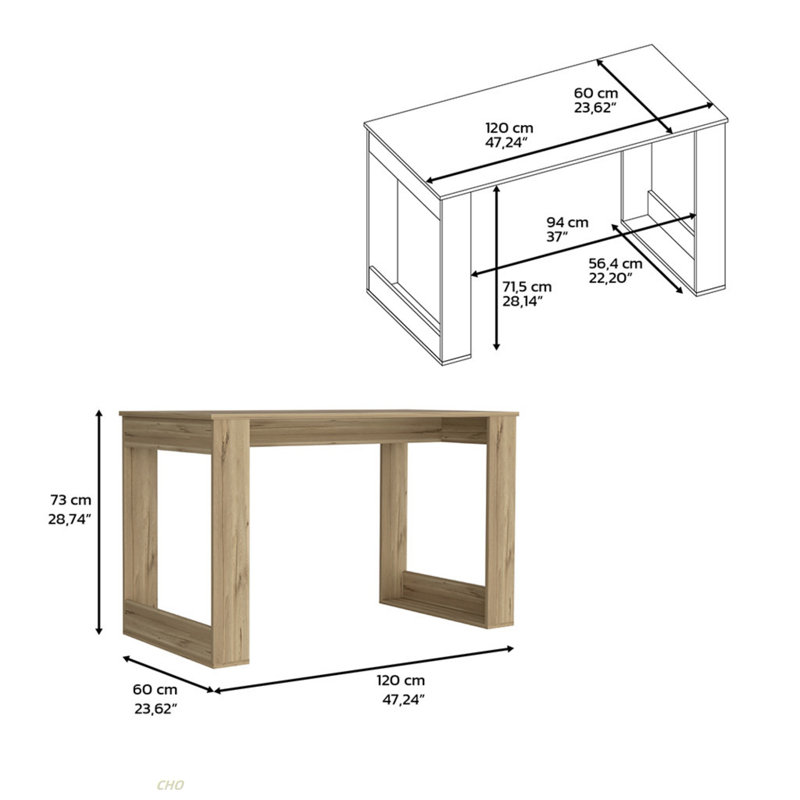 Computer Desk Albion With Ample Worksurface And Legs, Light Oak