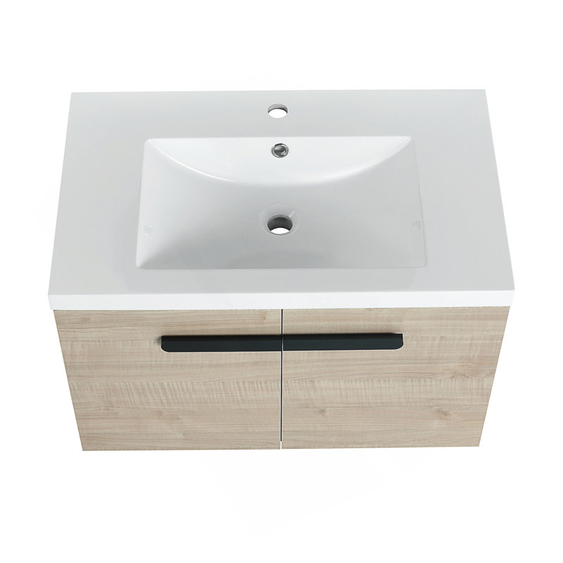 Armoire de salle de bain 30 po avec lavabo, portes à fermeture douce, fixation flottante, pour petite salle de bain