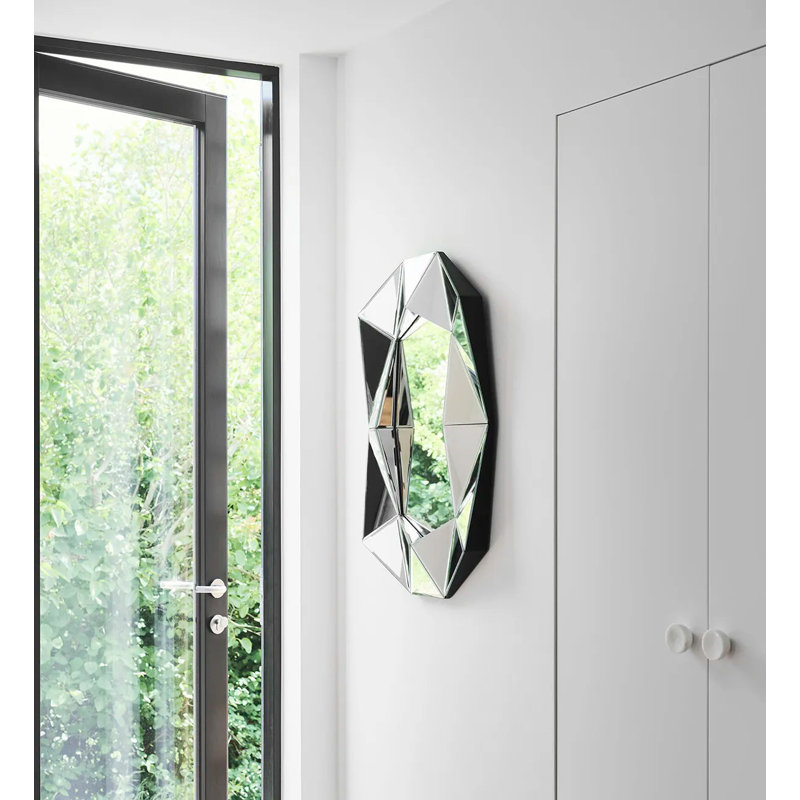 Diamond Manufactured Wood Floor/Wall Mirror, Silver, 22.7" x 31.5"