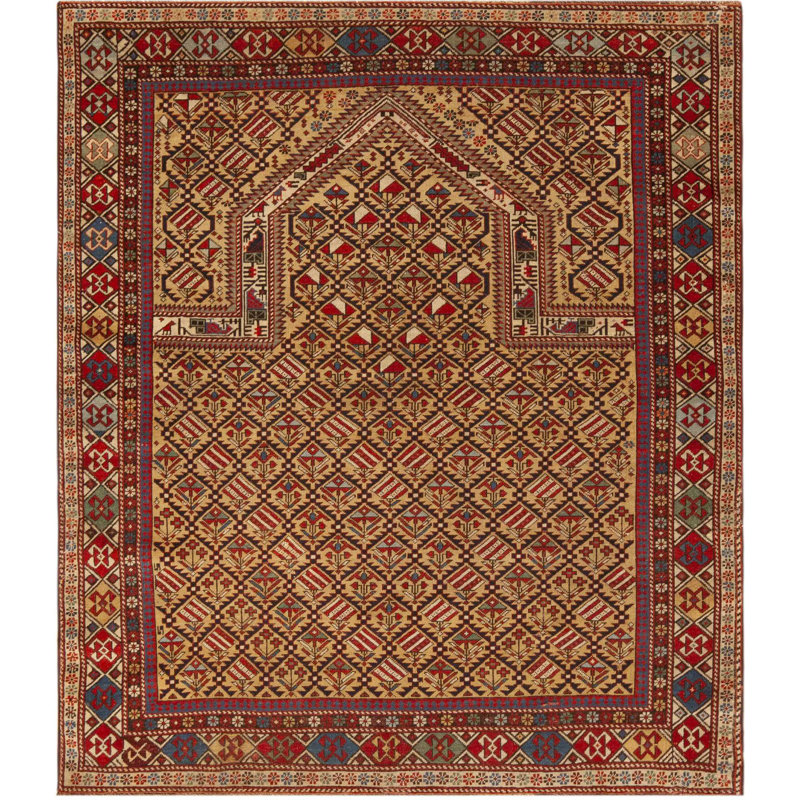 Tapis antique de race blanche du Daguestan