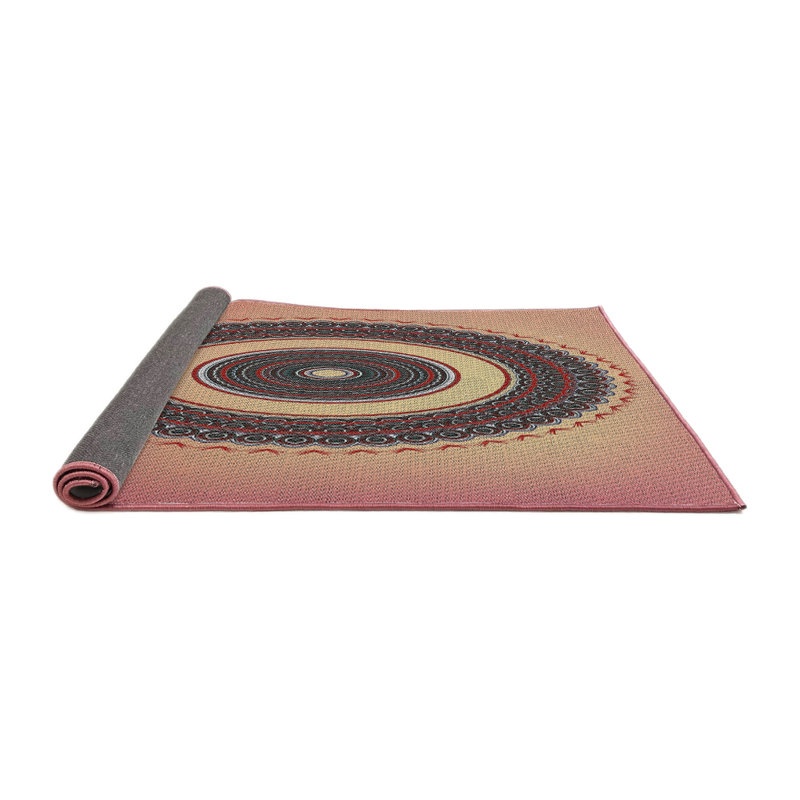 Tapis rouge/vert tissé à la machine, Rond 3 pi