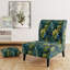 Fauteuil de chambre rembourré bleu azur et vert Tropical