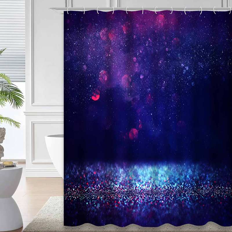 Dark Blue Vintage Purple Lights Abstract Shower Curtain with 12 Hooks, L 72 po x l 78 po