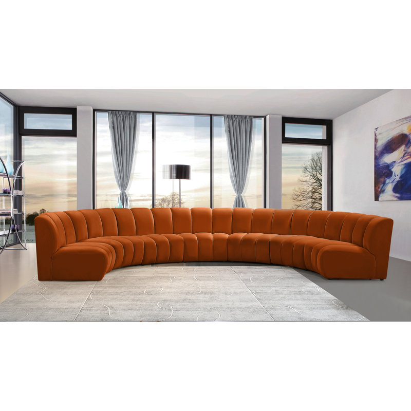 Canapé modulaire en velours Infinity, 7 pièces, Velours cognac