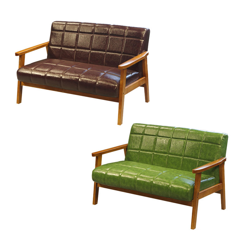 Banc rembourré en similicuir Retro Casual, Vert / café