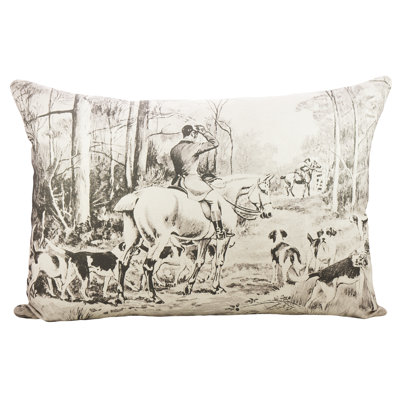 Fox Hunting Cotton Lumbar Pillow