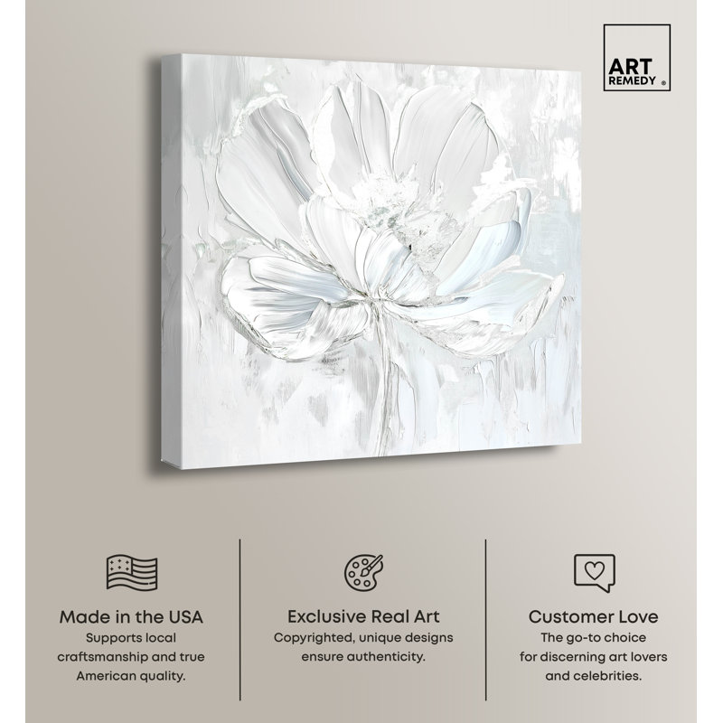 Off-White Magnolia Floral Canvas Wall Art, 16" x 16"