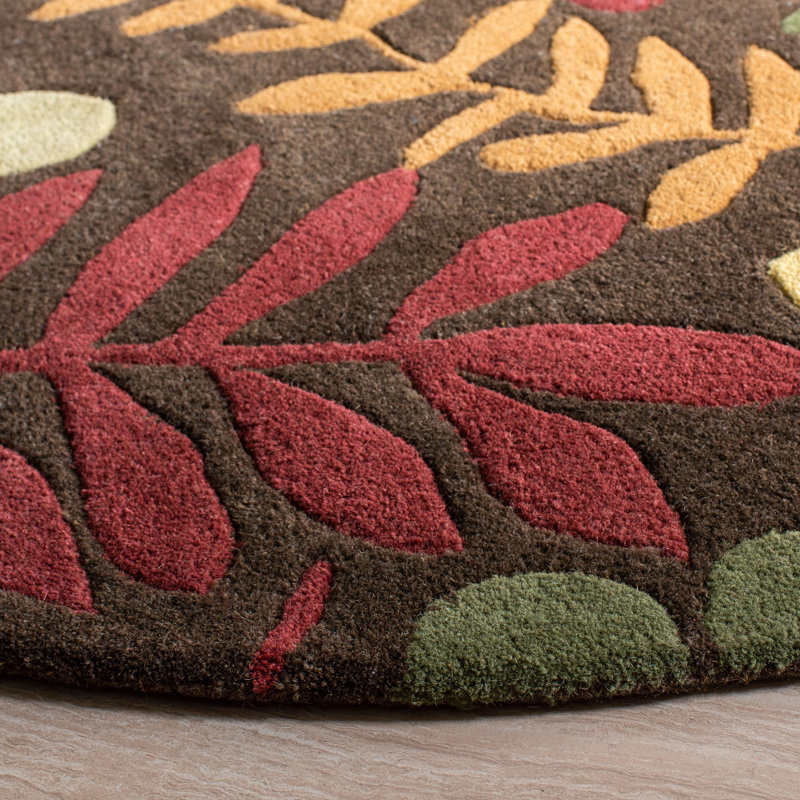 Avayah Soho Hand Tufted Wool And Viscose Floral Rug, Round 6'