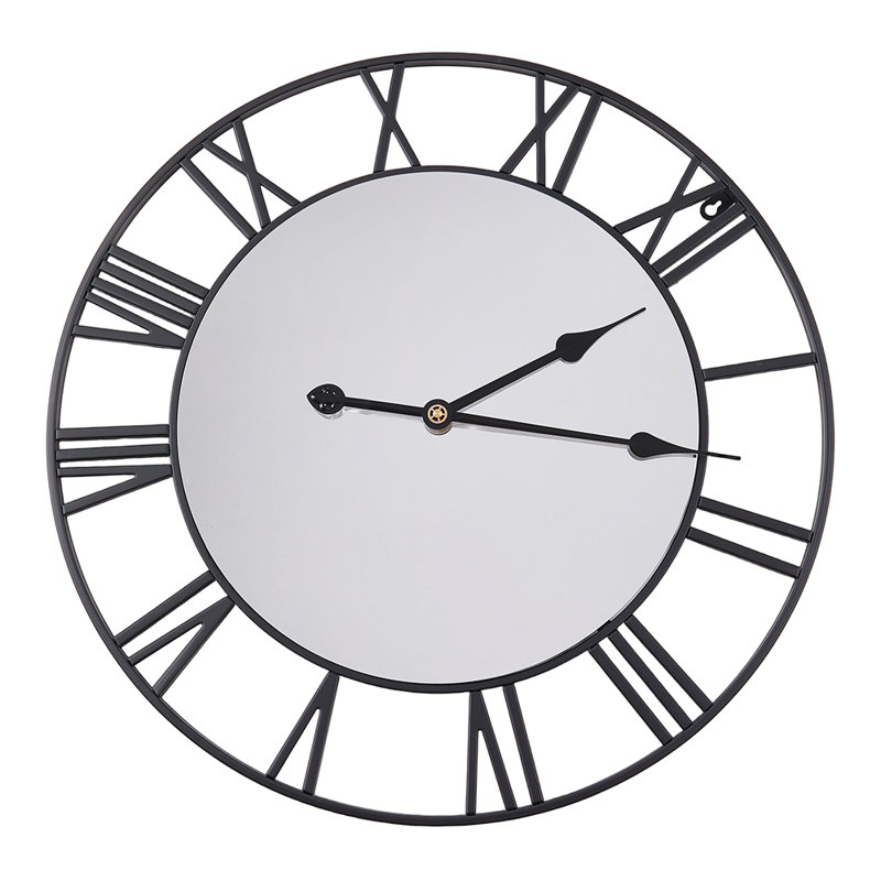 24Inch Modern Non-Ticking Mirrored Wall Clock