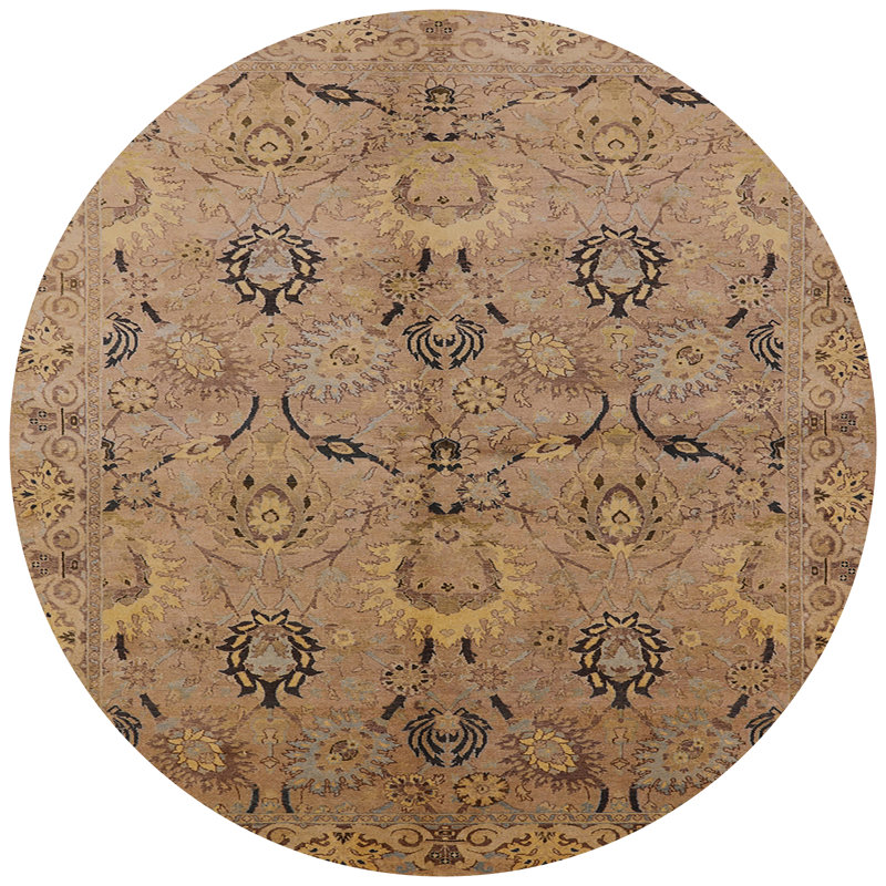 Tapis brun à motif oriental, Rond 6 pi