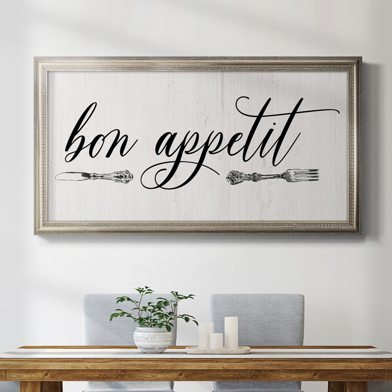 Bon appétit - Cadre photo unique, art textuel sur toile, H 25 po x l 45 po x P 1 po