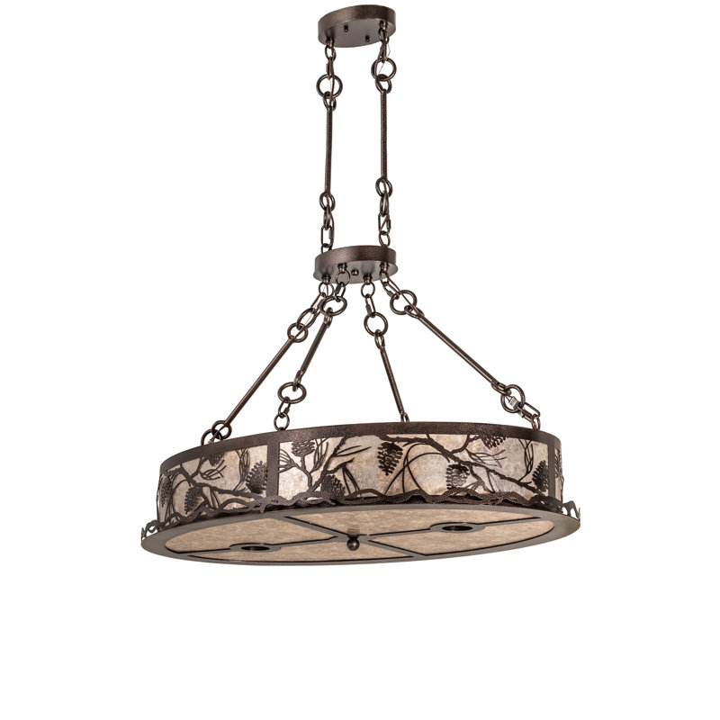 36" Long Winter Pine Oblong Inverted Pendant