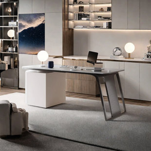 Bureau unique en pierre frittée