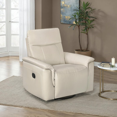 Laurent 35" Modern & Contemporary Swivel Glider Top Grain Leather Match Reclining Chair with 360-Degree Swivel & Gentle Gliding Motion