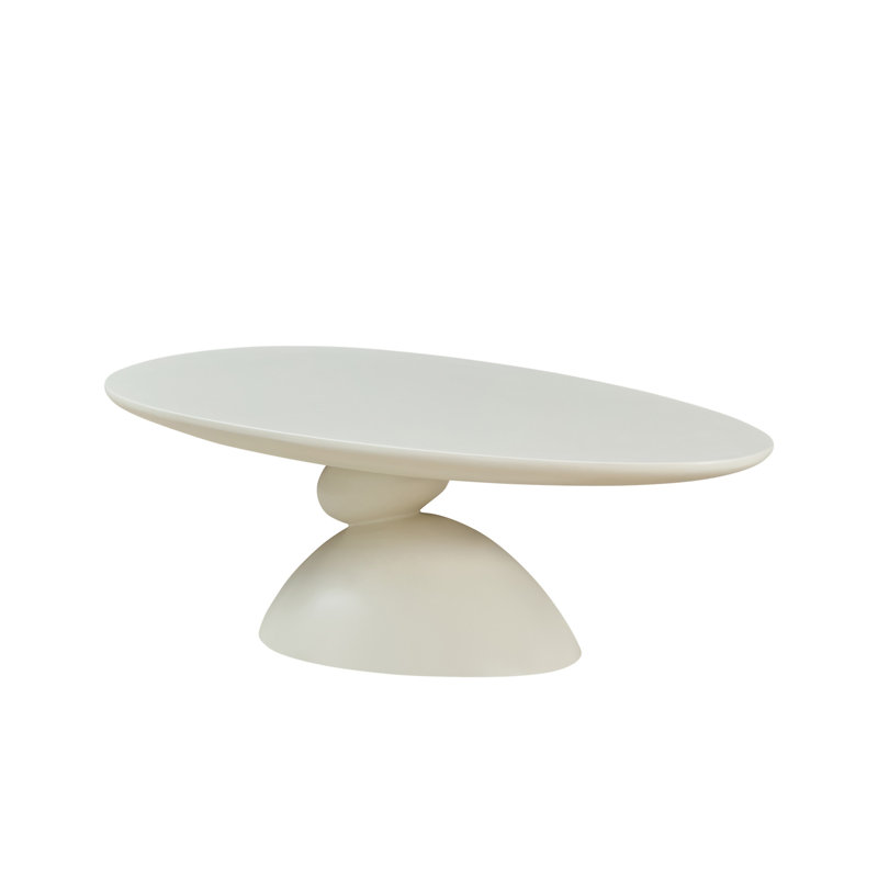 Table basse ovale 47,27 "Lucky Stone (table incluse seulement), Blanc lait