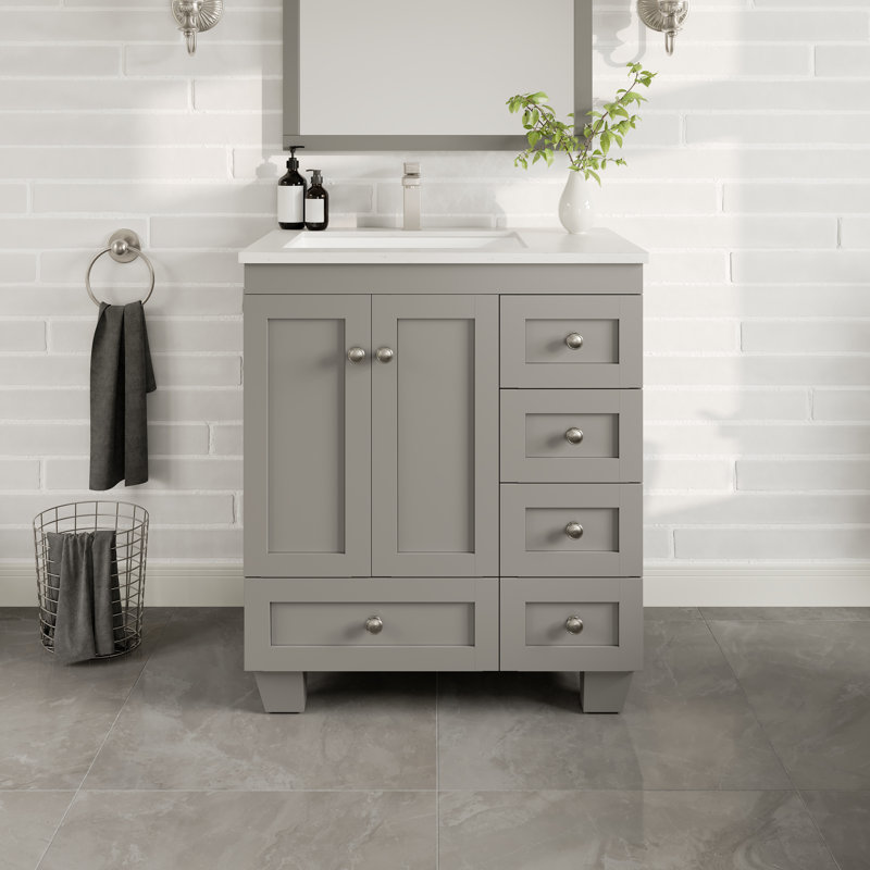 Curio 28"W x 18"D Bathroom Vanity with Undermount Porcelain Sink, Gray