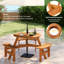 Ensemble de table de pique-nique 6 personnes avec 3 bancs intégrés et 2 trous pour parasol-798065249