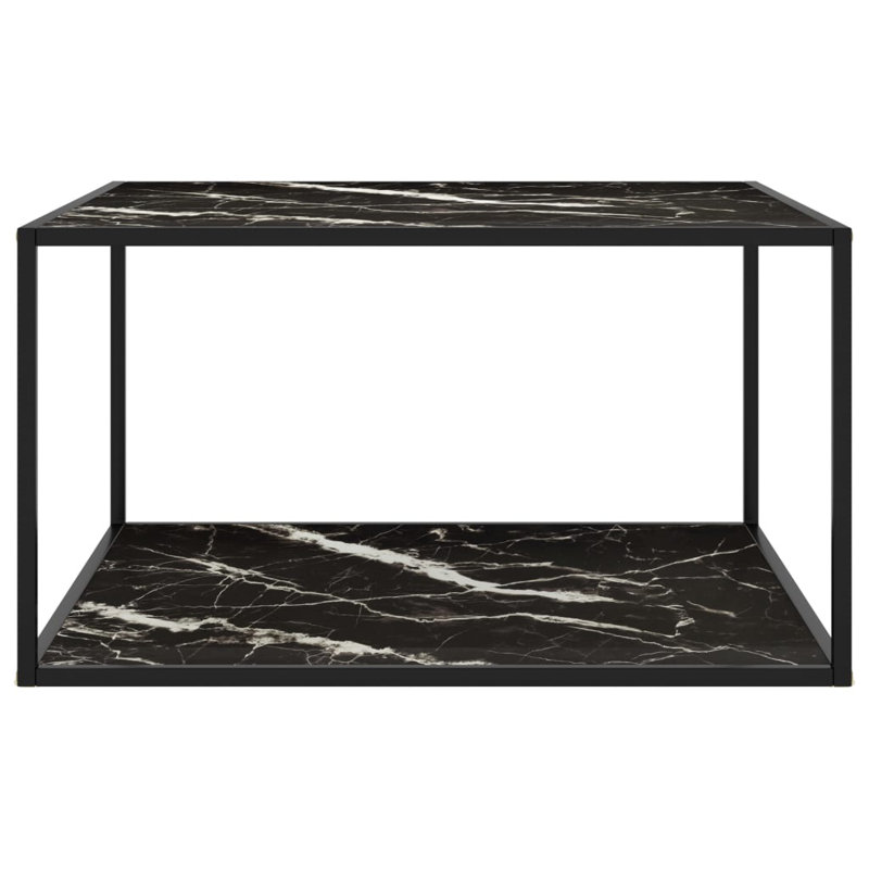 Table basse à cadre simple avec rangement, H 19,7 po x L 35,4 po x l 35,4 po, Noir / blanc