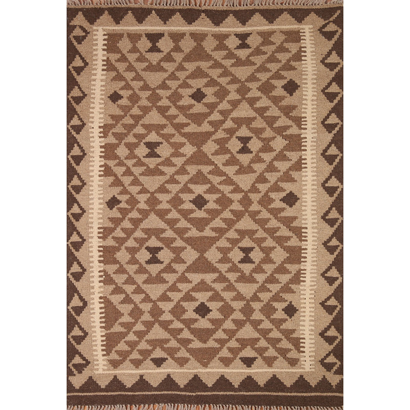 Brown Wool Kilim Oriental Area Rug 3x5