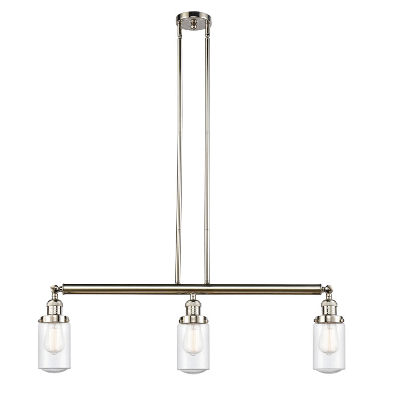 Luminaire suspendu linéaire à 3 lumières pour îlot de cuisine Lemoine, Nickel poli, Grainé, Ampoule non incluse