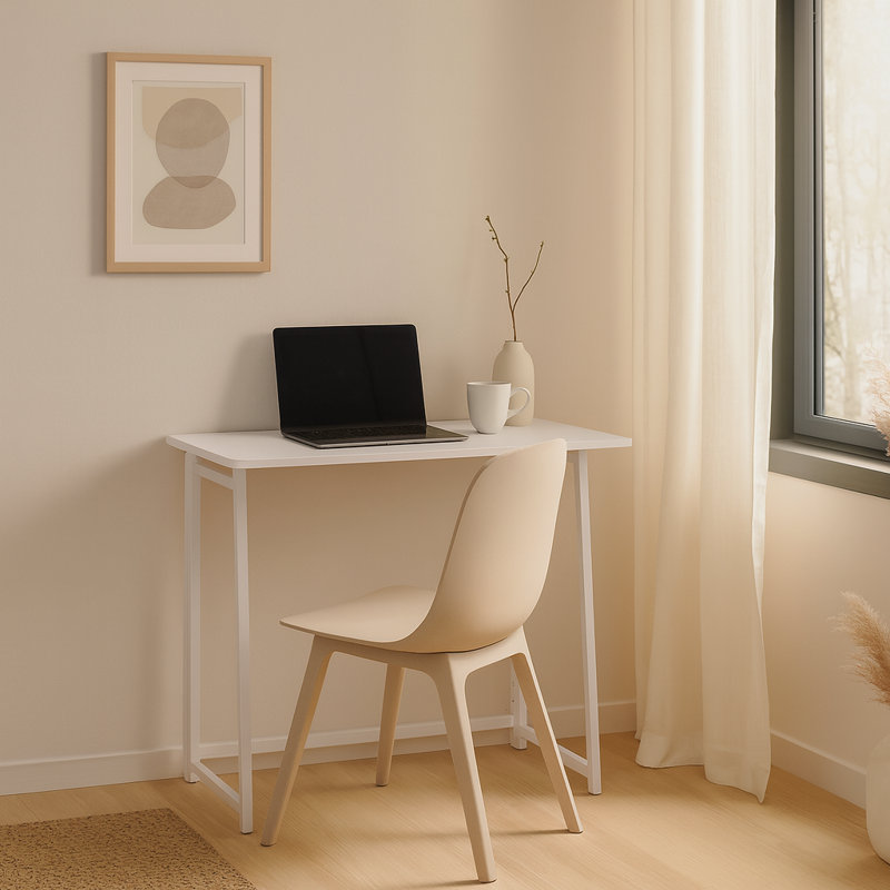 Harbour Housewares - Deluxe Wooden Folding Desk - 80cm, White