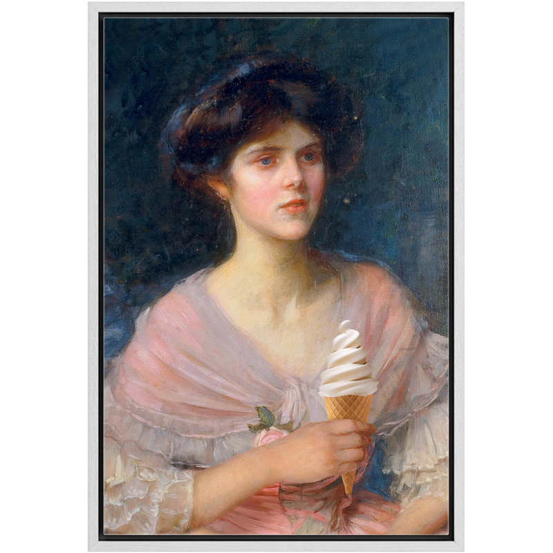 "Cône de crème glacée", Cadre flottant blanc, H 24 po x l 16 po