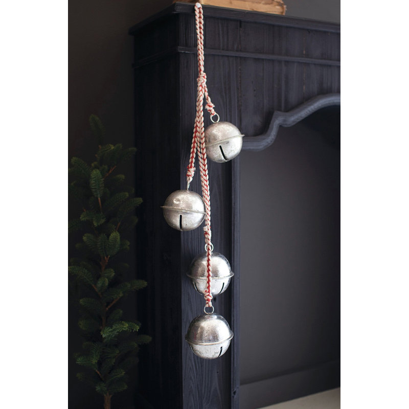  Grande décoration de Noël en forme de clochette argentée antique H 29 po
