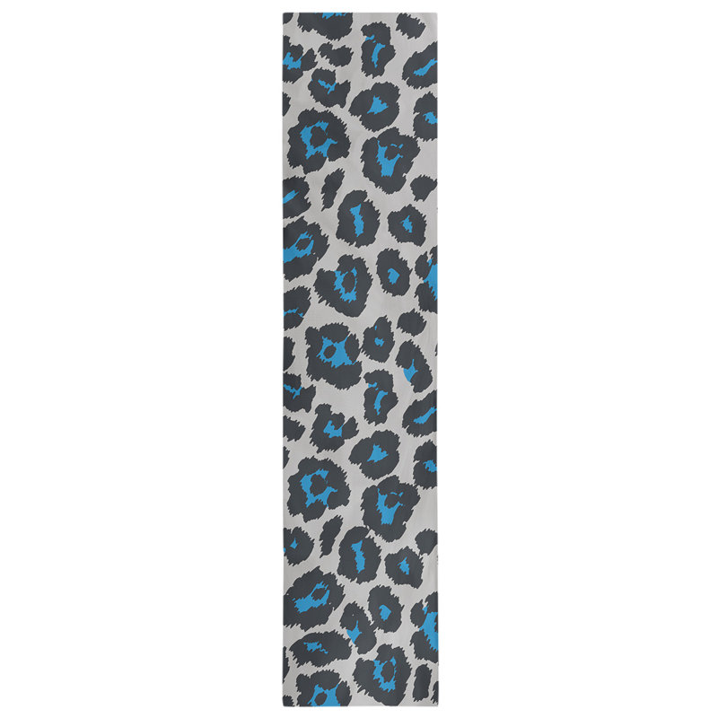Animal Print Table Runner, 72" x 16", Silver/Black/Blue