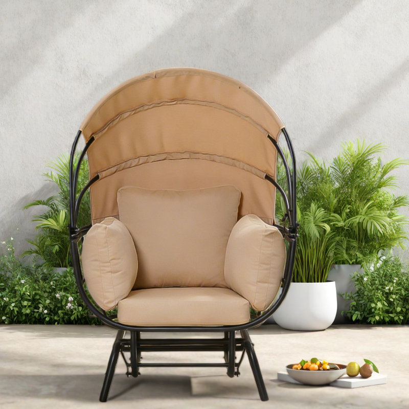 Comfort Patio Lounge Chairs, Steel Modern Egg Chair With Canopy, Patio