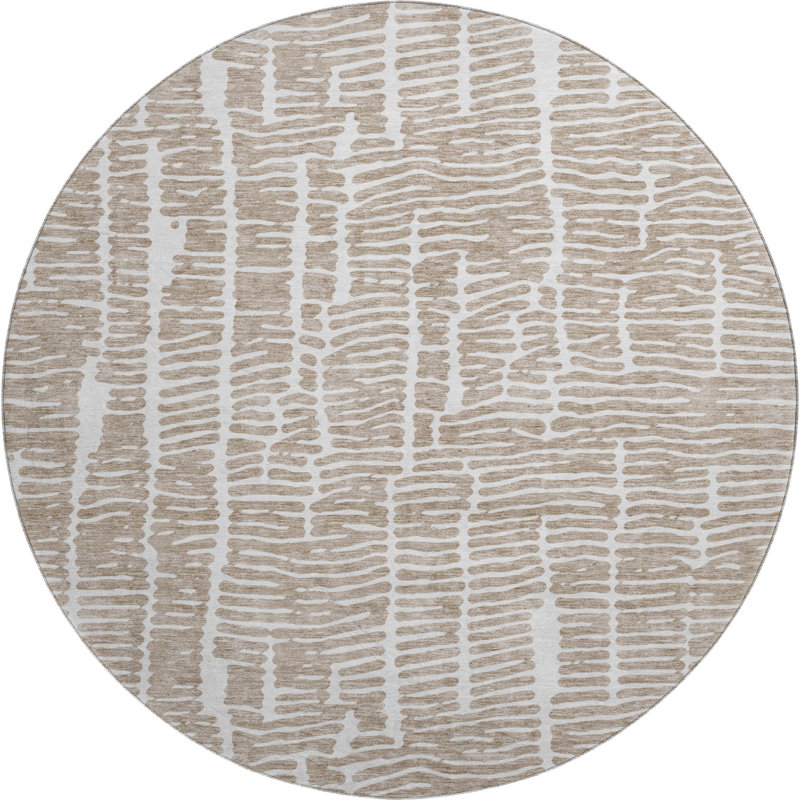 Premium Machine Washable Prisco Brown Rug, Round 8'