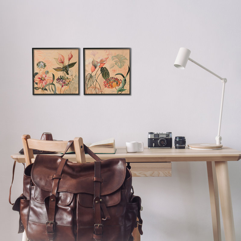 Ensemble de 2 giclées encadrées Elegant Flower Organics, design par Dusza, Giclée encadrée noir minuit, H 12 po x l 12 po