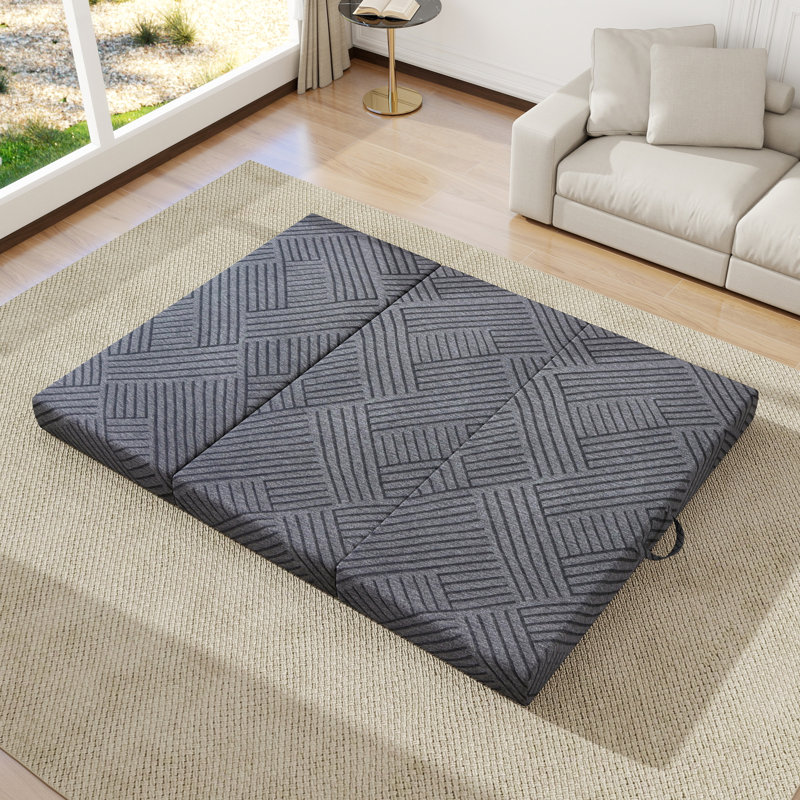 Matelas en mousse viscoélastique pliable de 6 pouces - compatible avec lit escamotable / gris lavable à la machine, Grand lit