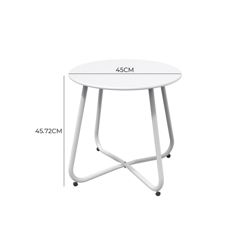 Ebern Round Outdoor Side Table, White