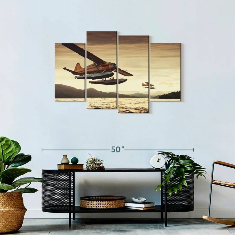 " Float Planes " 4 - Pieces, 27" H x 43" W x 1.25" D