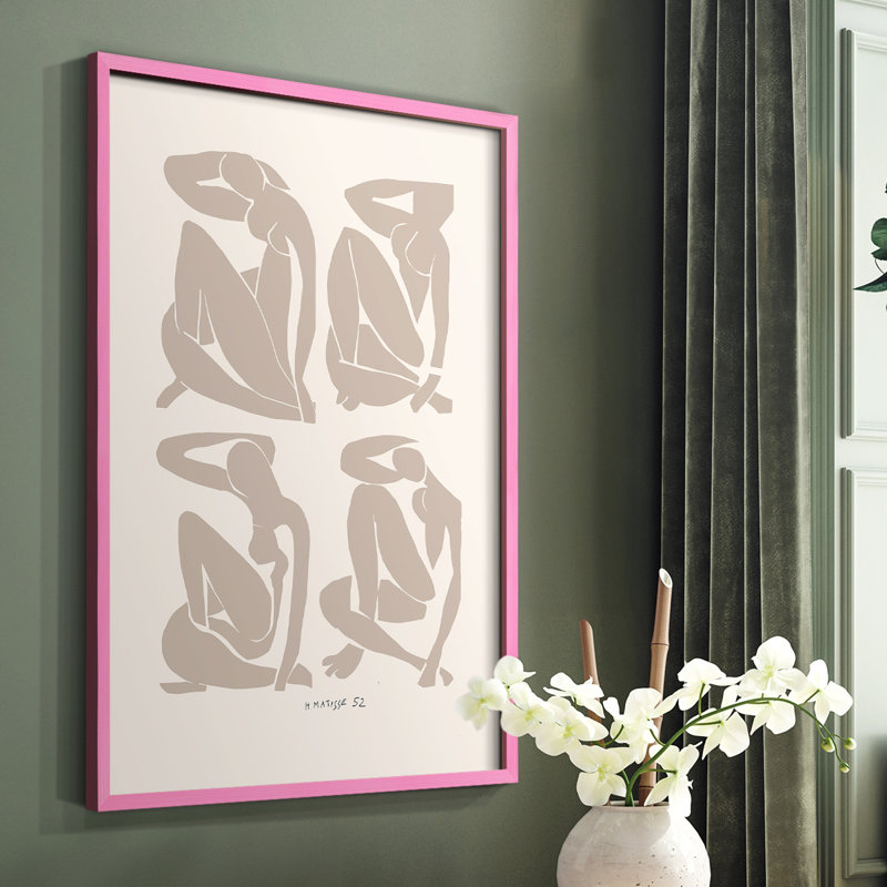 Impression encadrée Matisse CCxxxviii - Bois massif, Rose, H 10 po x l 8 po
