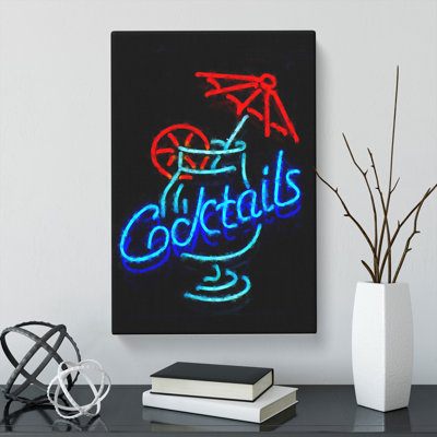 Cocktails Sign - Wrapped Canvas Print