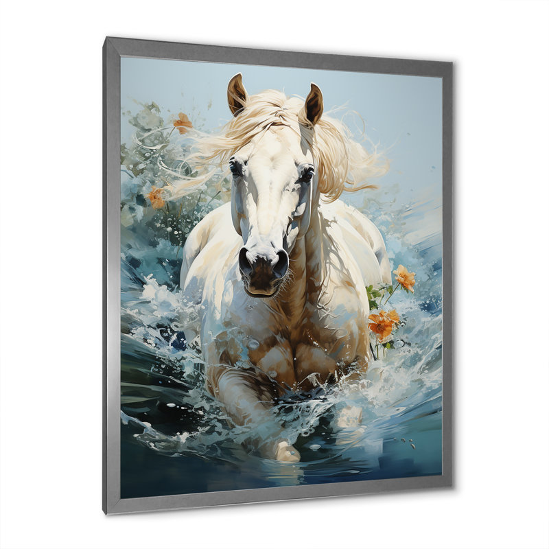 Majestic Gallop Horse I, Cadre photo argenté, H 20 po x l 12 po x P 1 po