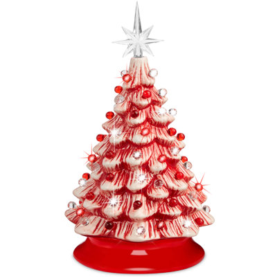 Pre-Lit Ceramic Tabletop Christmas Tree with Lights - 15in