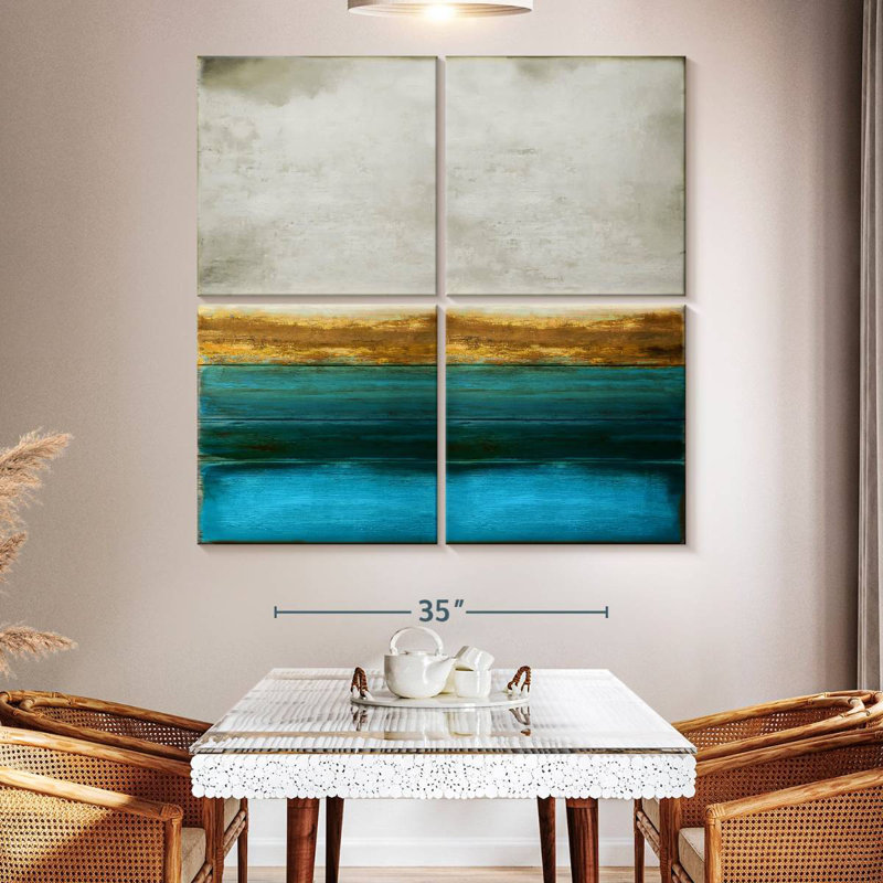 Or sur turquoise, H 50 po x l 50 po