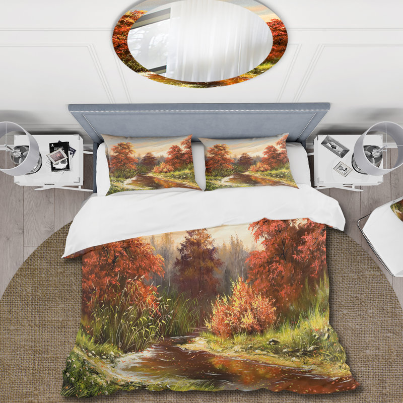 La housse de couette The Wood River On A Decline In An Orange - Lake House - Microfibre de polyester