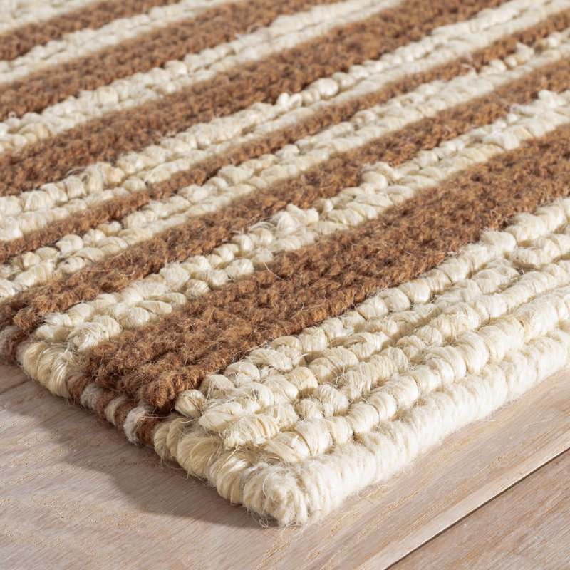 Calder Stripe Caramel Handwoven Jute Rug, Rectangle 10' x 14'