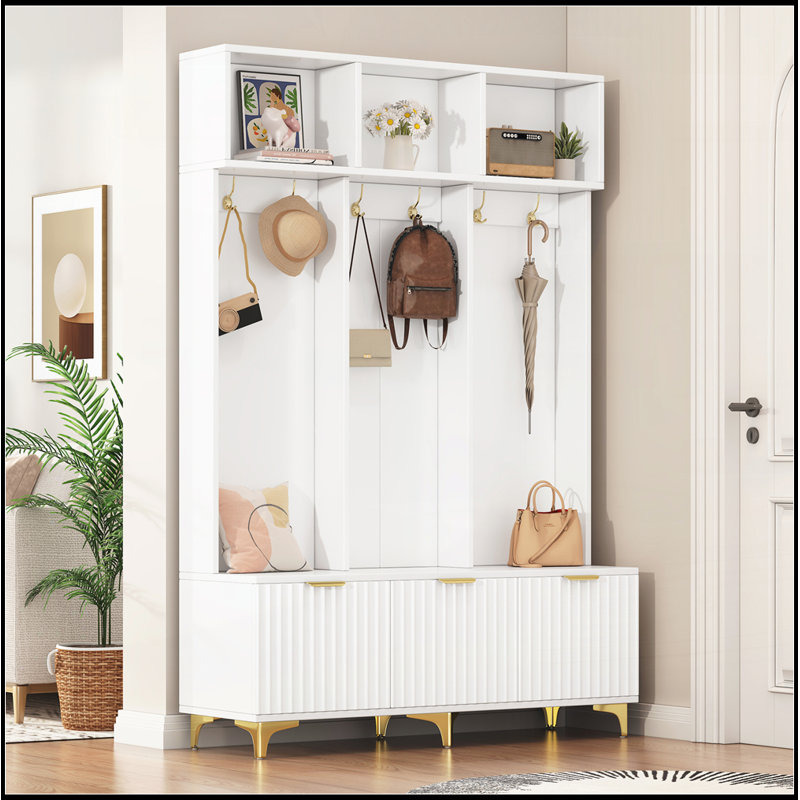 Grand portemanteau avec banc Modern, Blanc