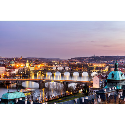 Vue des plus importants ponts de Prague - Photographie sur toile tendue