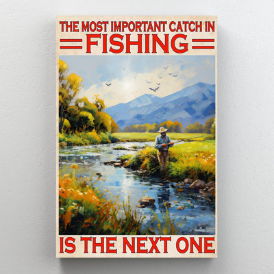 Aylani " The Most Important Catch In Fishing - 1 Piece Rectangle Graphic Art Print On Wrapped Canvas " Graphic Art