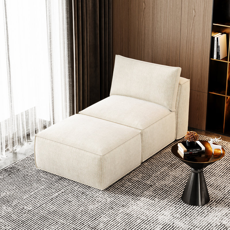 Canapé modulaire en chenille - Chaises d'appoint avec repose-pieds Chenille, Beige